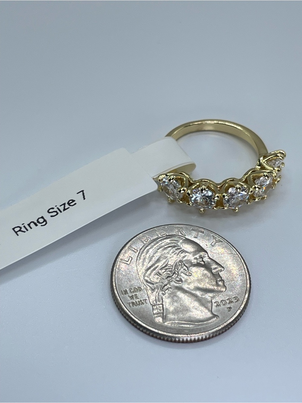 Swarovski Crystal Elements White Crystal Half Eternity Band Ring Sz 7 Glam - Picture 7 of 10